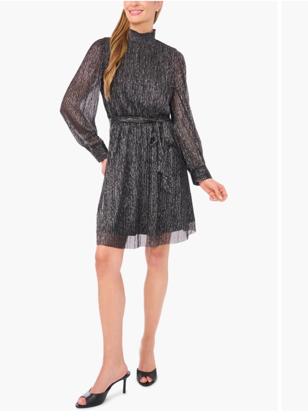 Halogen Metallic Long Sleeve Dress